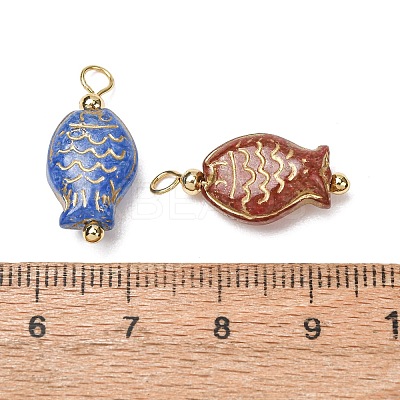 Baking Paint & Golden Metal Enlaced Glass Pendants GL-CBA010C-09G-1