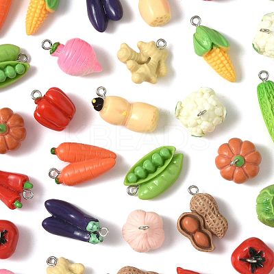 32Pcs 16 Styles Resin Iron Pendants RESI-FS0002-26-1