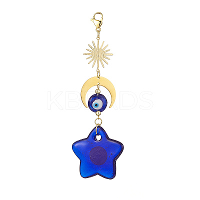 Handmade Evil Eye Lampwork Pendant Decorations HJEW-JM00912-01-1