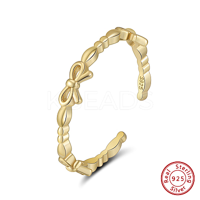 Bowknot 925 Sterling Silver Open Cuff Rings for Women STER-P065-19G-1