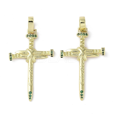Rack Plating Brass Cubic Zirconia Pendants KK-M272-01G-1