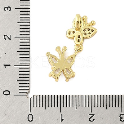 Butterfly Rack Plating Brass Micro Pave Cubic Zirconia Pendants KK-Z074-73G-1
