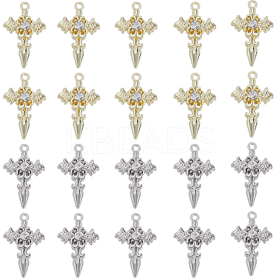 20Pcs 2 Colors Alloy with Rhinestone Pendants FIND-SC0009-94-1
