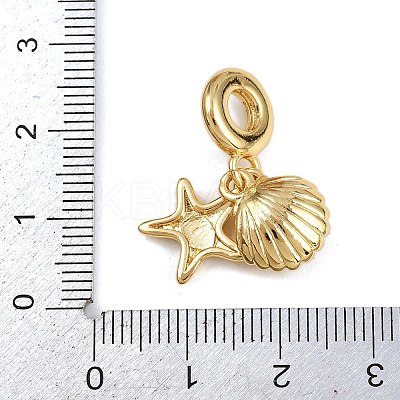 Brass Blue Enamel European Dangle Charms KK-N271-25G-1