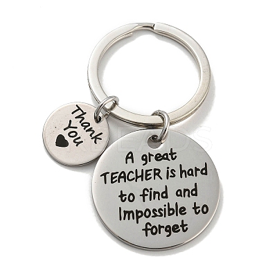 Teacher's Day Gift 201 Stainless Steel Word Thank You Keychains LS-KEYC-E040-05P-03-1