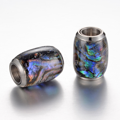 304 Stainless Steel Enamel Magnetic Clasps with Glue-in Ends STAS-E136-60B-1