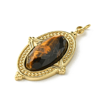 Faceted Natural Tiger Eye Pendants FIND-Z028-40C-1