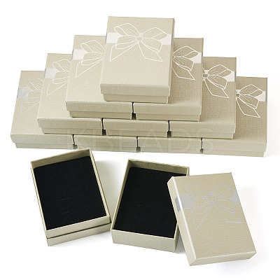 12Pcs Bowknot Printed Paper Jewelry Set Storage Gift Boxes CBOX-TA0001-14F-1