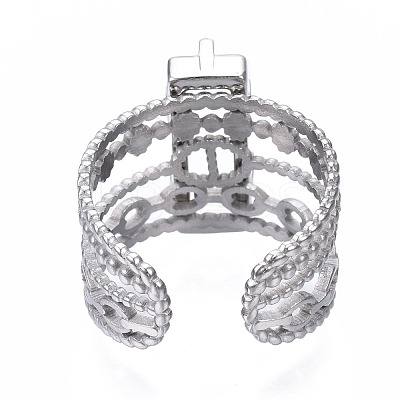 Non-Tarnish 304 Stainless Steel Open Cuff Ring Findings STAS-T060-04P-1