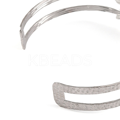 Non-Tarnish 304 Stainless Steel Hollow Leaf Open Cuff Bangles for Women LS-BJEW-K241-03A-P-1