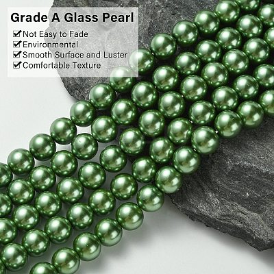 Eco-Friendly Dyed Glass Pearl Round Bead Strands HY-A002-8mm-RB074-1