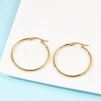PVD Vacuum Plating 201 Stainless Steel Hoop Earrings with 304 Stainless Steel Pins for Women EJEW-D279-12G-04-1