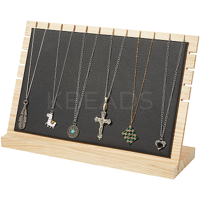 Bamboo Slant Back Necklace Organizer Display Stands NDIS-WH20004-01B-1
