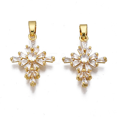 Brass Micro Pave clear Cubic Zirconia Pendants ZIRC-N039-171-NF-1