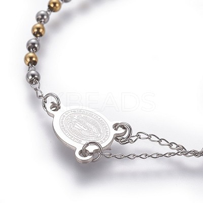 304 Stainless Steel Charm Bracelets BJEW-P258-17GP-1