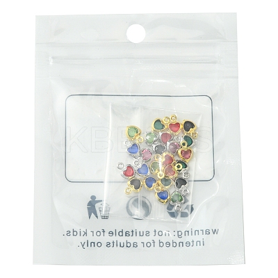 24Pcs 12 Colors Heart Rack Plating Brass Glass Charms KK-FS0001-39-1