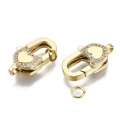 Brass Micro Pave Clear Cubic Zirconia Lobster Claw Clasps ZIRC-S066-038-NF-1