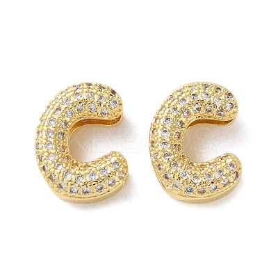 Rack Plating Brass Micro Pave Cubic Zirconia Slide Charms KK-C084-34G-C-1