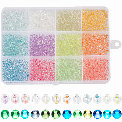 12 Colors Glow in the Dark Luminous Transparent 6/0 Glass Round Seed Beads GLAA-SC0002-06A-1
