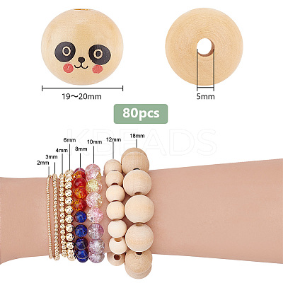 80Pcs Natural Wood European Beads WOOD-PH0002-73-1