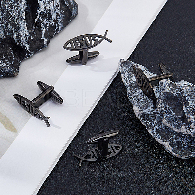2 Pairs Stainless Steel Cufflinks AJEW-FH0006-22B-1