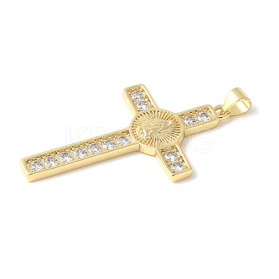 Brass Micro Pave Cubic Zirconia Cross Pendants ZIRC-I071-04G-01-1