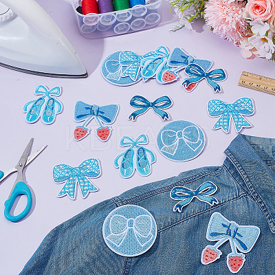 15Pcs 5 Styles Bowknot Theme Self Adhesive Computerized Embroidery Cloth Iron on/Sew on Patches DIY-AR0004-84-1