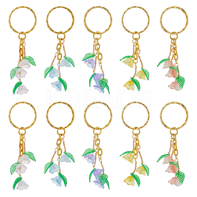 20Pcs 5 Colors Glass Keychain KEYC-FH00057-1