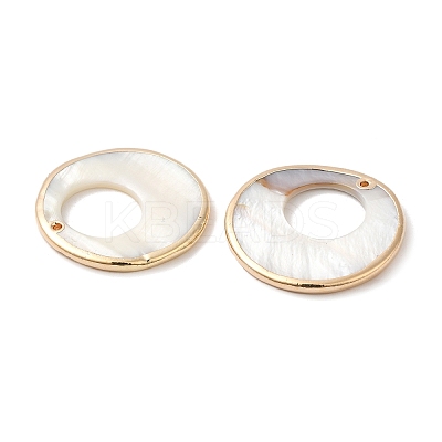 Electroplated Natural Freshwater Shell Pendants with Golden Plated Brass Edge SHEL-M019-02G-1