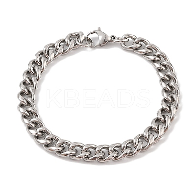 Non-Tarnish 304 Stainless Steel Cuban Link Chain Bracelets for Men BJEW-B096-35A-P-1
