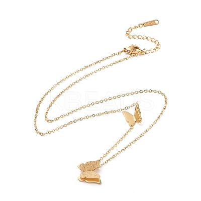 Ion Plating(IP) 304 Stainless Steel 3D Butterfly Pendant Necklace for Women LS-NJEW-A004-27G-1
