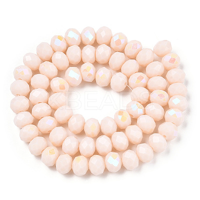 Electroplate Opaque Solid Color Glass Beads Strands EGLA-A034-P6mm-L20-1