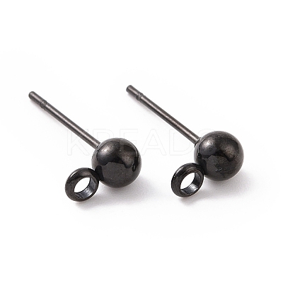 304 Stainless Steel Ball Post Stud Earring Findings STAS-Z035-01EB-B-1