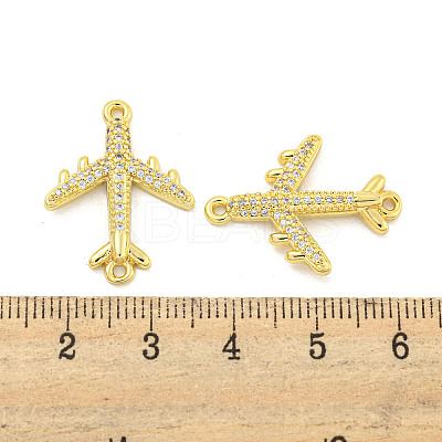 Rack Plating Brass Micro Pave Clear Cubic Zirconia Airplane Connector Charms KK-P270-17G-1