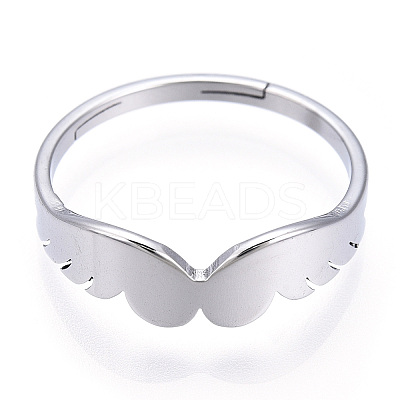 Non-Tarnish 304 Stainless Steel Wing Adjustable Ring for Women LS-RJEW-T027-10P-1