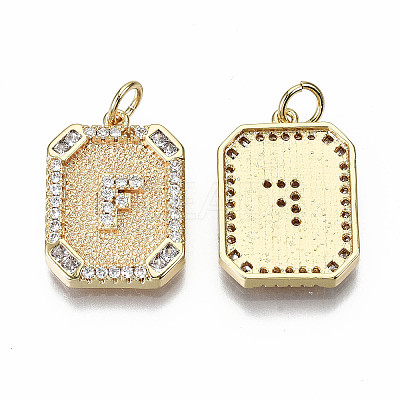 Brass Micro Pave Clear Cubic Zirconia Pendants KK-S356-234F-G-NF-1