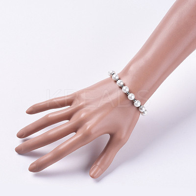 Glass Pearl Beads Stretch Bracelets BJEW-JB04758-01-1