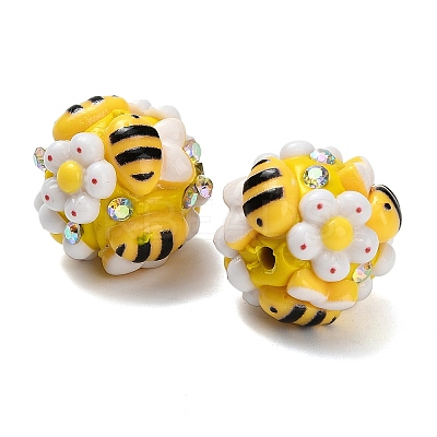 Polymer Clay Rhinestone Beads with Resin RESI-Z045-05-1