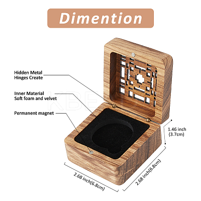Hollow Wood Medal Storage Magnetic Boxes CON-WH0088-93C-01-1