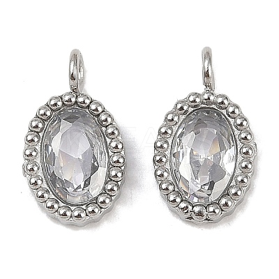 304 Stainless Steel Micro Pave Cubic Zirconia Charms STAS-K302-01E-P-1