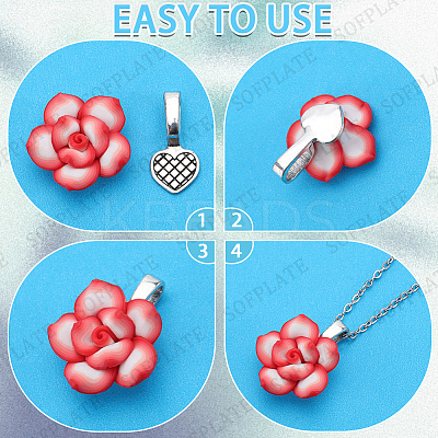 100Pcs Tibetan Style Alloy Heart Glue-on Flat Pad Pendant Bails FIND-SP0001-85-1