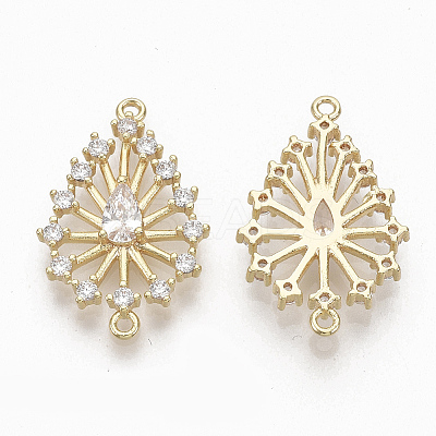 Brass Micro Pave Clear Cubic Zirconia Links ZIRC-Q021-054G-NF-1