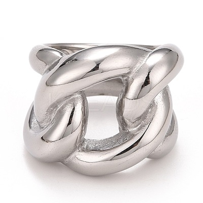 Non-Tarnish 304 Stainless Steel Twist Oval Chunky Ring RJEW-B040-15P-1