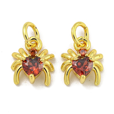 Rack Plating Brass Micro Pave Cubic Zirconia Spider Charms ZIRC-I065-02C-1