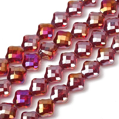 Electroplate Transparent Glass Beads Strands GL-CBA7A17-02A-02-1