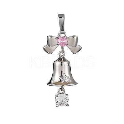 Rack Plating Brass with Cubic Zirconia Pendants KK-Q010-15P-1