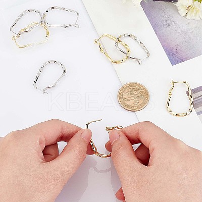 4 Pairs 2 Colors Twist Teardrop Huggie Hoop Earrings EJEW-GA0001-03-1