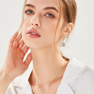 12 Pairs 12 Colors Glass Teardrop Leverback Earrings EJEW-AB00002-1