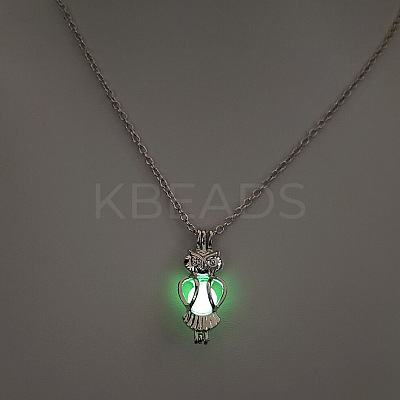 Alloy with Luminous Resin Bead Inside Pendant Necklaces for Women Men FS-WG4D5C2-03-1