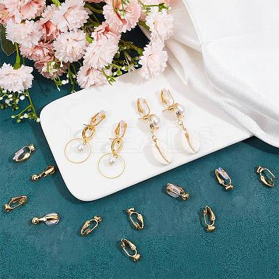 36Pcs Brass Clip-on Earring Converters Findings KK-SP0001-10G-1